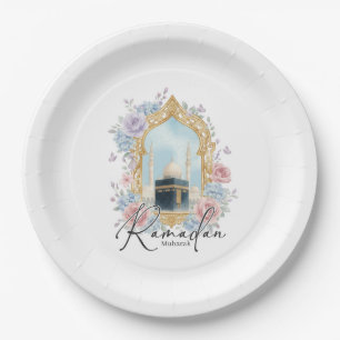 Assiettes En Carton Ramadan Mubarak Kaaba Floral Décoration de Fête Is