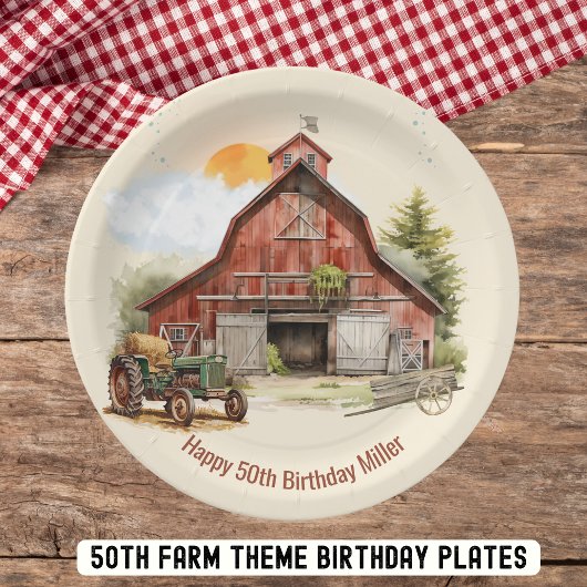Assiettes En Carton Ranch rustique ferme 50e plaque de papier d'annive