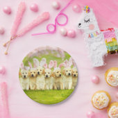 Assiettes En Carton Rangée de lapins chiots (Fête)