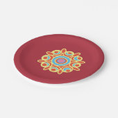 Assiettes En Carton Rangoli de couleurs art (Angle)