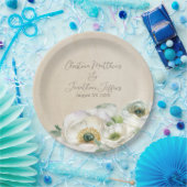 Assiettes En Carton Ranunculus blanc à l'aquarelle rustique (Fête)