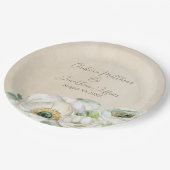 Assiettes En Carton Ranunculus blanc à l'aquarelle rustique (Angle)