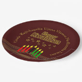 Assiettes En Carton Rapprocher Happy Kwanzaa Sept Principes 9" (Angle)
