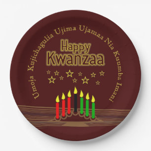 Assiettes En Carton Rapprocher Happy Kwanzaa Sept Principes 9"
