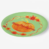 Assiettes En Carton Rapprocher le Citrouille de Thanksgiving sur Green (Angle)