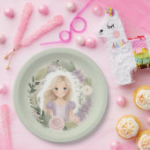 Assiettes En Carton Rapunzel vert et violet (Fête)