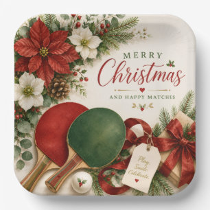 Assiettes En Carton Raquette de ping pong et balle avec thème de Noël