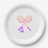 Assiettes En Carton Raquettes Badminton Shuttlecock Birdie Ombre (Devant)
