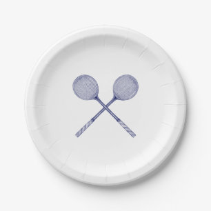 Assiettes En Carton Raquettes de squash croisées bleues