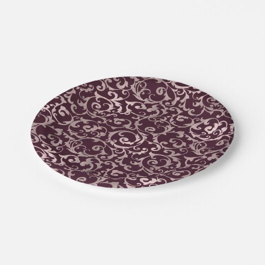 Assiettes En Carton Raspberry & Rose Gold Elegant Princesse Mariage (Angle)