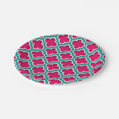 Assiettes En Carton Raspberry Teal White Moroccan (Angle)
