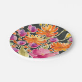 Assiettes En Carton Rassemblement splendide - Fleurs roses et orange (Angle)