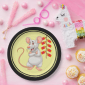 Assiettes En Carton Rat blanc et pétards chinois (Fête)