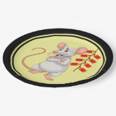 Assiettes En Carton Rat blanc et pétards chinois (Angle)