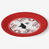 Assiettes En Carton Rat de Nouvel An chinois aux fleurs rouges (Angle)