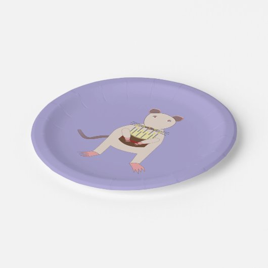 Assiettes En Carton Rat de Siamese avec gâteau d'anniversaire (Angle)