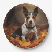 Assiettes En Carton Rat Terrier à l'automne Feuilles automne Inspire (Devant)