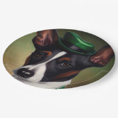 Assiettes En Carton Rat Terrier Chien en robe de fête St. Patrick (Angle)