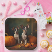 Assiettes En Carton Rat Terrier Chiot Automne Citrouille délice (Fête)