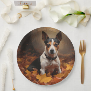 Assiettes En Carton Rat Terrier dans les feuilles d'automne Inspire