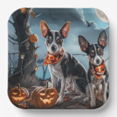 Assiettes En Carton Rat Terrier Halloween Éffrayant (Recto)