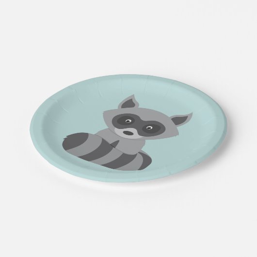 Assiettes En Carton Raton laveur de région boisée (Angle)