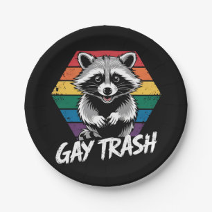 Assiettes En Carton Raton laveur gay déchet Fierté LGBTQ Vintage