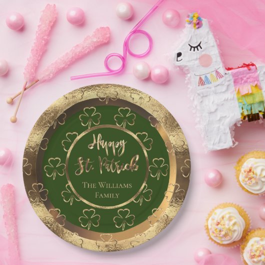 Assiettes En Carton Ravie St. Patrick Shamrocks Green Clovers irlandai (Fête)