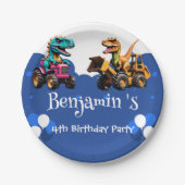 Assiettes En Carton Rawr T-Rex dinosaure camion ballon camion de camio (Devant)