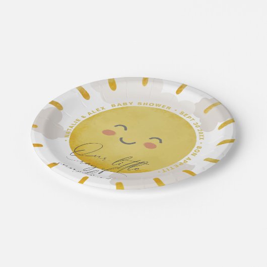 Assiettes En Carton Ray of Sunshine Nuages Baby shower neutre (Angle)