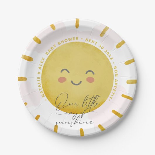Assiettes En Carton Ray of Sunshine Nuages Girl Baby shower (Devant)