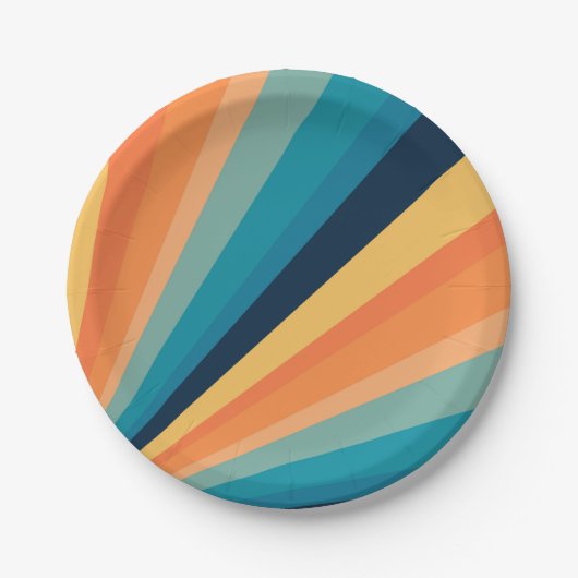 Assiettes En Carton Rayons solaires rétro (Devant)