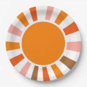 Assiettes En Carton Rayons Soleil Rétro Coucher Soleil Orange Jaune Ro (Devant)