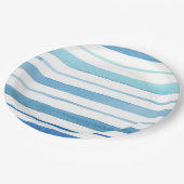 Assiettes En Carton Rayure bleue (Angle)