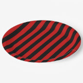 Assiettes En Carton Rayure noire et rouge (Angle)