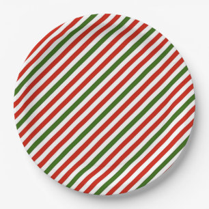 Assiettes En Carton rayures de couleur de Noël,