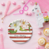 Assiettes En Carton Rayures de terre cuite, fleurs mariage floral mode (Fête)