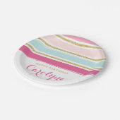 Assiettes En Carton Rayures en pastel roses d'aquarelle avec des (Angle)