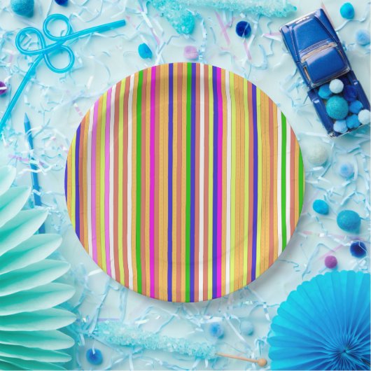 Assiettes En Carton Rayures Joyeuses (Fête)