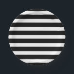 Assiettes En Carton Rayures noires et blanches Fête chic à rayures<br><div class="desc">Personnalisez avec n'importe quel texte. Des articles assortis sont disponibles.</div>