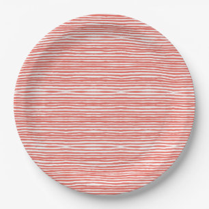 Assiettes En Carton Rayures orange, lignes