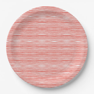 Assiettes En Carton Rayures orange, lignes