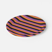 Assiettes En Carton Rayures pourpres, oranges et noires (Angle)