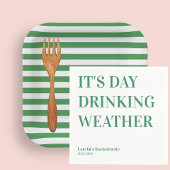 Assiettes En Carton Rayures vertes et blanches