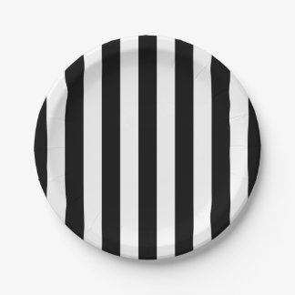 Assiettes En Carton Rayures verticales noires et blanches d'arbitre