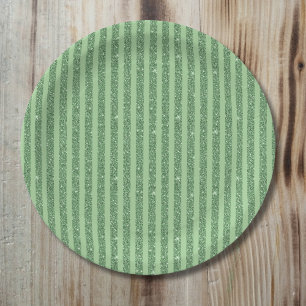 Assiettes En Carton Rayures verticales simples de couleur vert forêt p