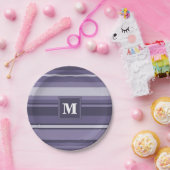 Assiettes En Carton Rayures violettes de cuir monogramme (Fête)