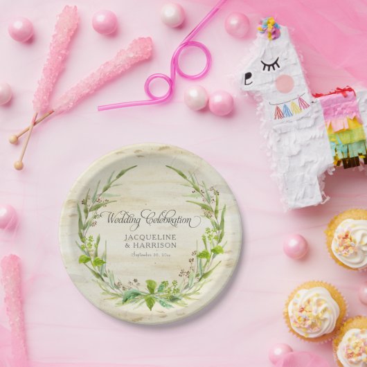 Assiettes En Carton Réception BOHO Feuille de courge bouleau Bois Chut (Fête)