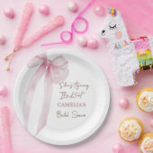 Assiettes En Carton Réception de mariage avec un nœud rose (Fête)