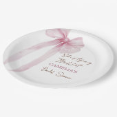 Assiettes En Carton Réception de mariage avec un nœud rose (Angle)